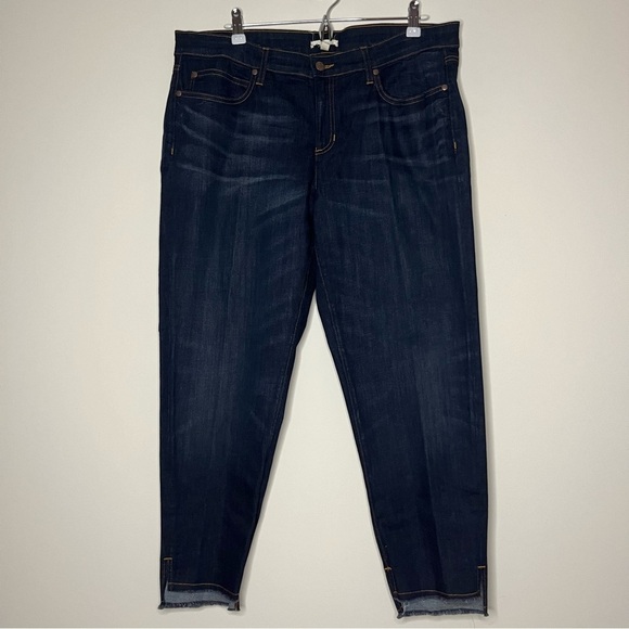 EILEEN FISHER Organic Soft Cotton Step Hem Dark Wash Skinny Jeans - Picture 2 of 9